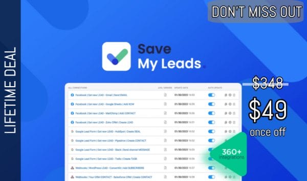 Buy Software Apps Save My Leads Lifetime Deal header